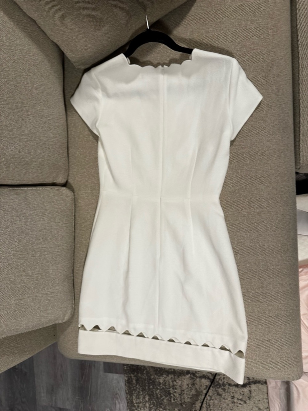 Club Monaco Ivory Scallop-Trim Short Dress - Picture 3 of 5